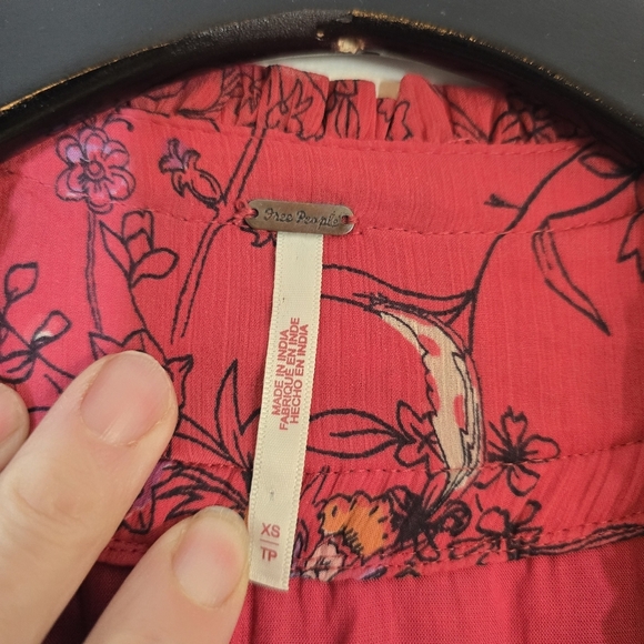 Free People Cassis Printed Chiffon Maxi Dress XS Strawberry Combo Red Pink - Picture 11 of 11